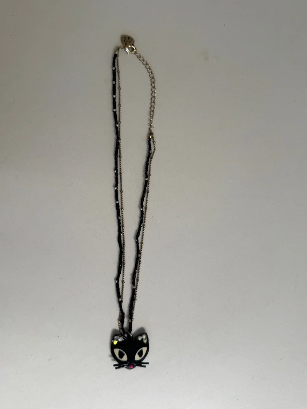 Unbranded Black Cat Pendant Necklace with Crystal Accents